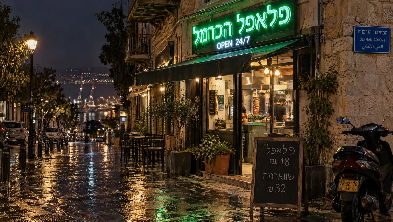 פלאפל הכרמל, ניאון בעברית
